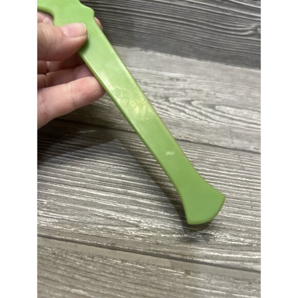 Celluloid Vanity Hand Mirror Green Art Deco Marble Look Embossed Vintage 12.5” - Picture 7 of 9